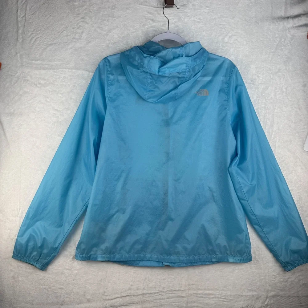 The North Face Womens Blue Ripstop Hooded Windbreaker Jacket‎ Full Zip Large